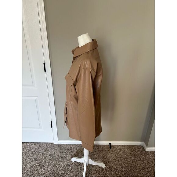 NWT 4th & Reckless Faux Leather Shirt Jacket Size M Tan - Picture 3 of 9